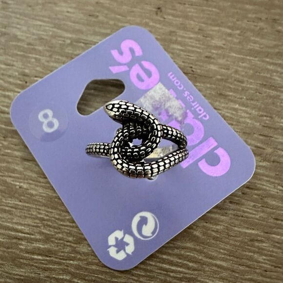 Silver Snake Loop Knot Python Boa Claire’s Halloween Ring - Picture 3 of 5
